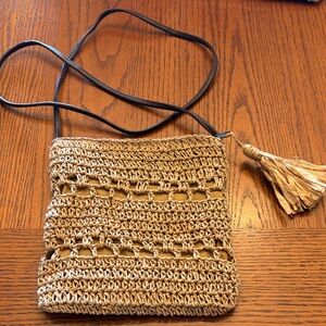 JJill Handcrafted Tan Crochet Crossbody Bag